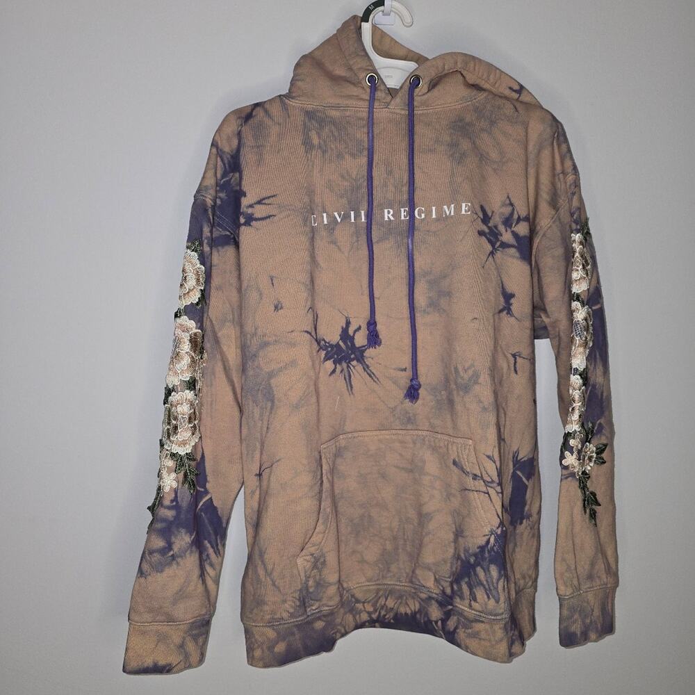 Civil Regime by Darc Sport Women's White Rose Tie Dye Hoodie in Lilac Sand sz M